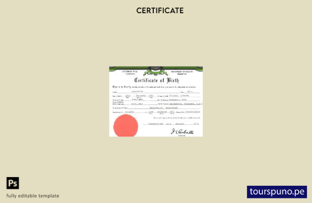 listo para imprimir plantilla de certificado de nacimiento de Edmonton del Depar